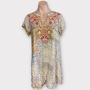 Savanna Jane Floral Embroidered Tunic Dress Women’s Small Boho Festival